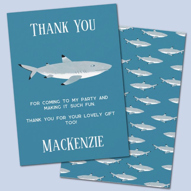 Fun Shark Underwater Party Vielen Dank Einladung (Fun underwater shark themed birthday party thank you card)