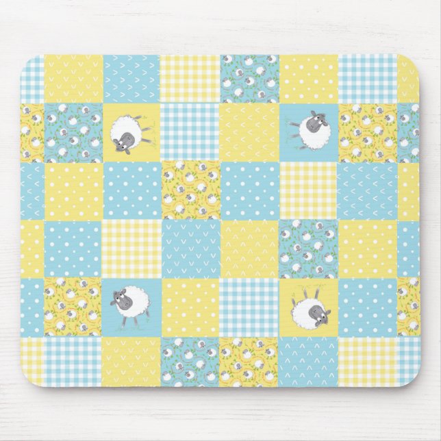Fun Sheep: Country Style, Imitate Patchwork Mousep Mousepad (Vorne)