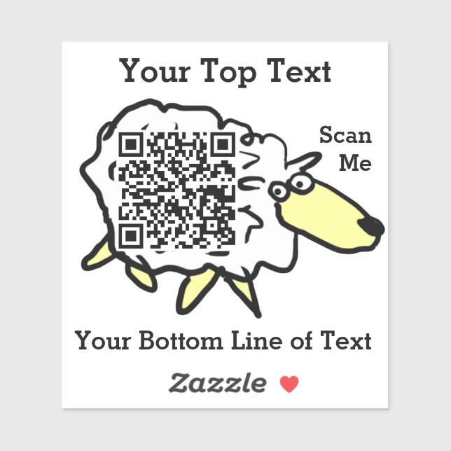 Fun Sheep, das Ihren QR-Code auf einem Aufkleber (Blatt)