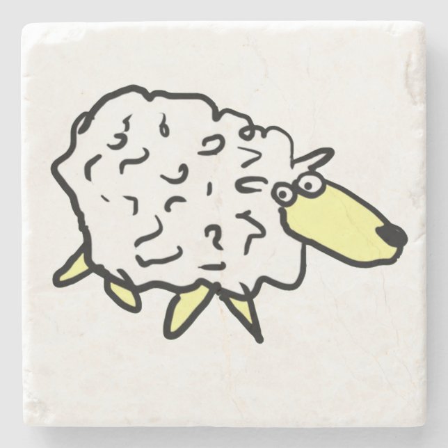 Fun Sheep Illustration auf einer Steinuntersetzer (Vorderseite)