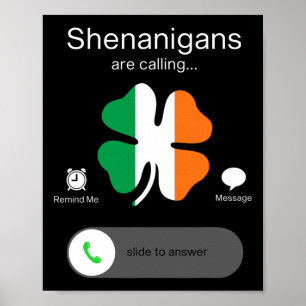 Fun Shenanigans ruft zum St Patricks Day Irish Poster