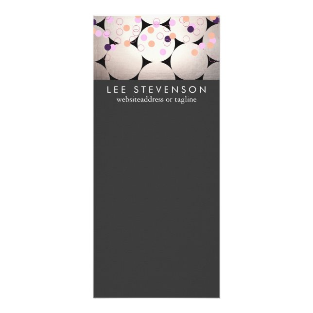 Fun Silver Circles Stilvolles Black Event Menu Werbekarte (Vorne)