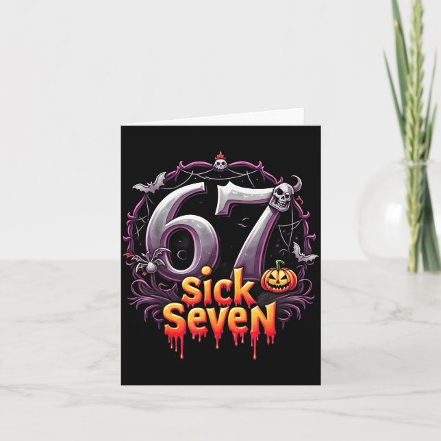 Fun Six Seven 6 7 Meme Design Fun Sick Seven Hallo Karte (Vorderseite)