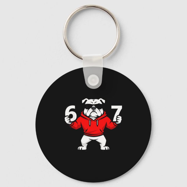 Fun Six Seven Meme Bulldogs Number 6 And 7  Schlüsselanhänger (Vorderseite)