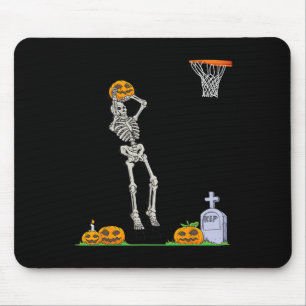 Fun Skeleton Bysketbyll Halloween Pumpkin Mousepad