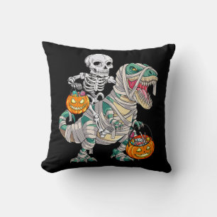 Fun Skeleton Riding Mummy Dinosaur T rex Halloween Kissen