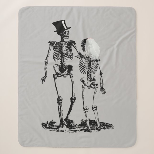 Fun Skeleton Wedding Couple Sherpadecke (Vorderseite)