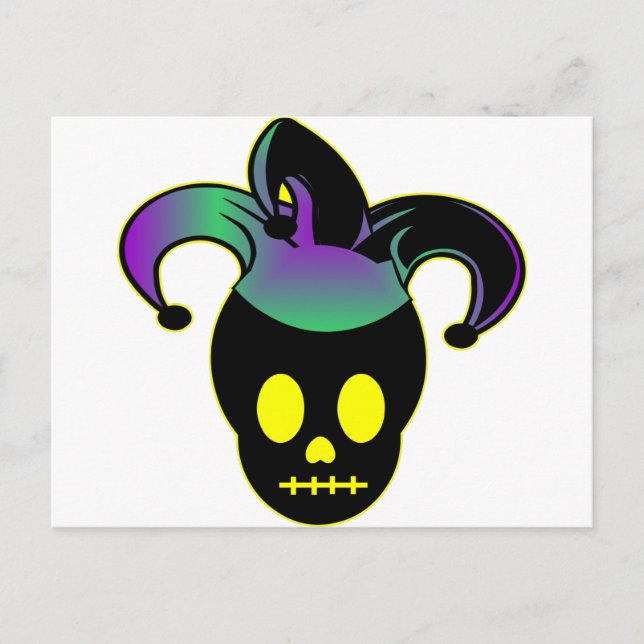 Fun Skull Jester Tattoo Postkarte (Vorderseite)