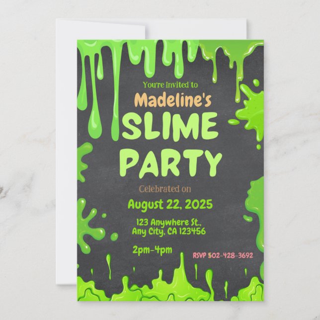 Fun Slime Party Anniversaire Invitation (Devant)