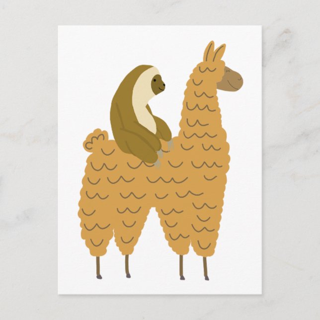 Fun Sloth Riding a Llama Postkarte (Vorderseite)