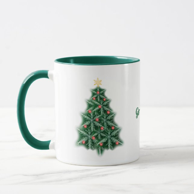 Fun Snowflake Christmas Tree Name Mug Tasse (Links)