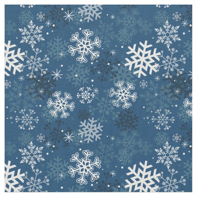 Fun Snowflake Print Fabric, Blau Stoff (Nahaufnahme)