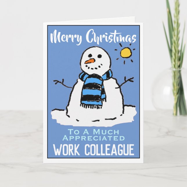Fun Snowman carte de Noël pour un collègue de trav (Devant)