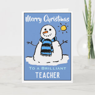 Fun Snowman carte de Noël pour un enseignant