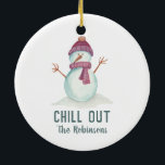 Fun Snowman Christmas Family Foto Keramik Ornament<br><div class="desc">Niedlicher Schneemann Weihnachtsschmuck angepasst an Ihre Besonderheiten.</div>