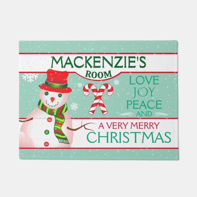 FUN Snowman for CHILD'S ROOM | TEAL Christmas Fußmatte (Vorderseite)