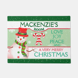 FUN Snowman for CHILD'S ROOM | Two GREEN Christmas Fußmatte