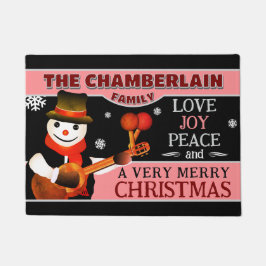 FUN Snowman in Hat und Scarf | SCHWARZE Weihnachte Fußmatte