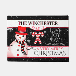FUN Snowman in Red Hat und Scarf | SCHWARZE Weihna Fußmatte
