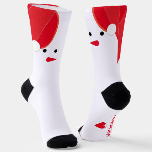 Fun Snowman Name Niedlich Cosy Red Snowy Heart Socken