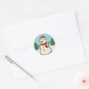 Fun Snowman Niedlich Weihnachten Runder Aufkleber