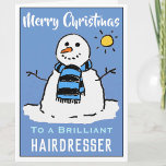 Fun Snowman Weihnachtskarte für einen Friseur Feiertagskarte<br><div class="desc">Spaß Schneemann Cartoon auf einer Weihnachtskarte. Weihnachtskarte für einen Friseur.</div>