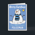 Fun Snowman Weihnachtskarte für einen Polizisten Feiertagskarte<br><div class="desc">Spaß Schneemann Cartoon auf einer Weihnachtskarte. Weihnachtskarte für einen Polizisten.</div>