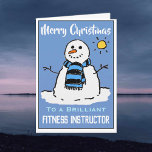 Fun Snowman Weihnachtskarte für Fitness Instructor Feiertagskarte<br><div class="desc">Spaß Schneemann Cartoon auf einer Weihnachtskarte. Weihnachtskarte für einen Fitness-Instruktor.</div>