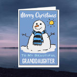 Fun Snowman Weihnachtskarte für Großtochter Feiertagskarte<br><div class="desc">Spaß Schneemann Cartoon auf einer Weihnachtskarte. Weihnachtskarte für eine Enkelin.</div>