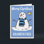 Fun Snowman Weihnachtskarte für Großvater Feiertagskarte<br><div class="desc">Karte für Opa. Spaß Schneemann Cartoon auf einer Weihnachtskarte. Weihnachtskarte für einen Großvater.</div>