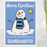 Fun Snowman Weihnachtskarte für unsere Enkelin Feiertagskarte<br><div class="desc">Spaß Schneemann Cartoon auf einer Weihnachtskarte. Weihnachtskarte für unsere wunderbare Enkelin.</div>