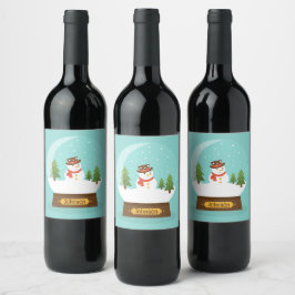 FUN!  Snowman Wine Labels- Personalized -Add Name Weinetikett