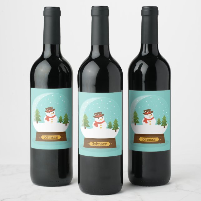 FUN!  Snowman Wine Labels- Personalized -Add Name Weinetikett (Flaschen)