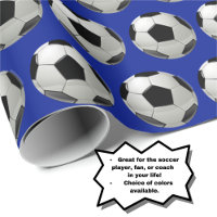 Fun Soccer Ball Muster auf blauem Wrapping Paper