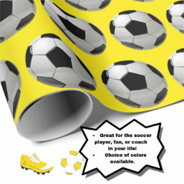 Fun Soccer Ball Muster auf gelbem Wrapping Paper Geschenkpapier