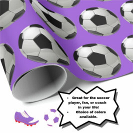 Fun Soccer Ball Muster auf Mauve Lilac Lila Geschenkpapier