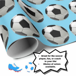 Fun Soccer Ball Muster auf Pulverblau Geschenkpapier