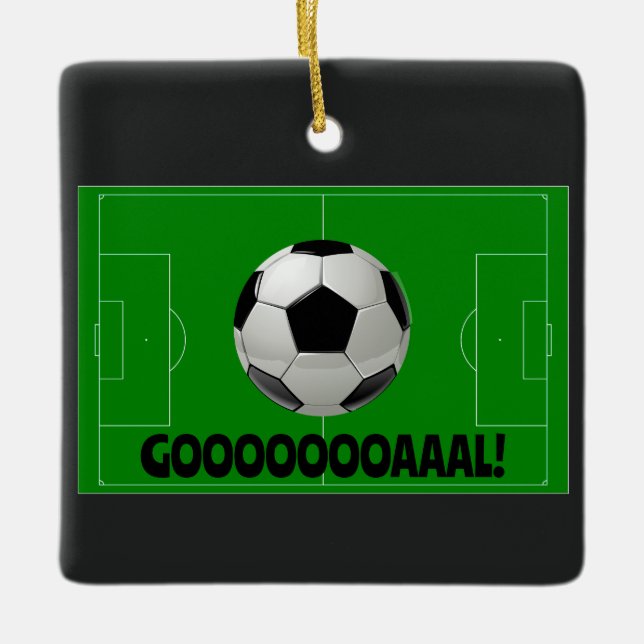 Fun Soccer Ball und Pitch GOAL! (Fußball) Keramikornament (Vorderseite)
