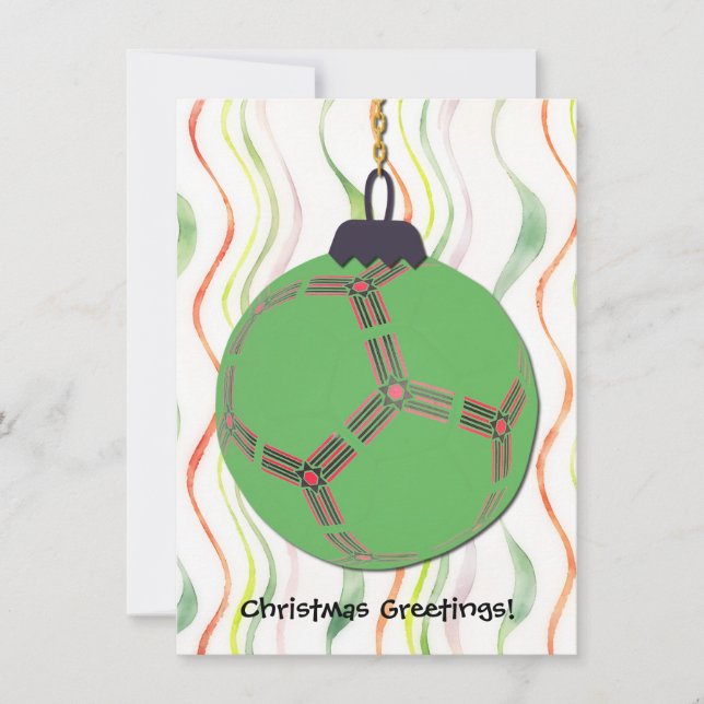 Fun Soccer Ball Weihnachtsschmuck Kunst-Flat Card Dankeskarte (Vorderseite)