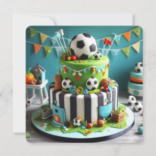 FUN SOCCER THEMA KINDERGEBURTSTAG CAKE KARTE