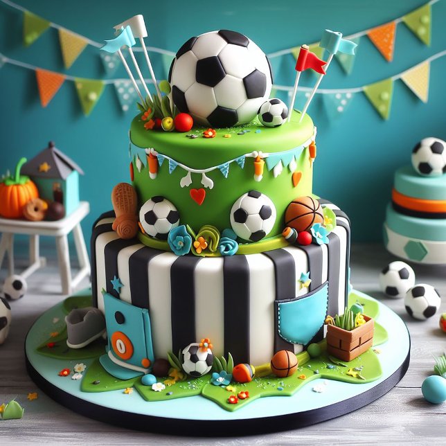 FUN SOCCER THEMA KINDERGEBURTSTAG CAKE KARTE (Von Creator hochgeladen)
