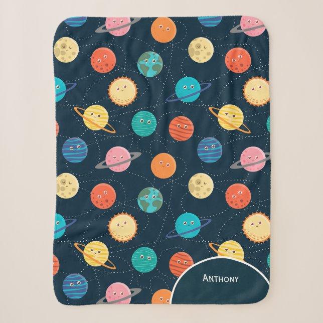 Fun Solar System Planets Muster für Kids Blue She Sherpadecke (Vorderseite)