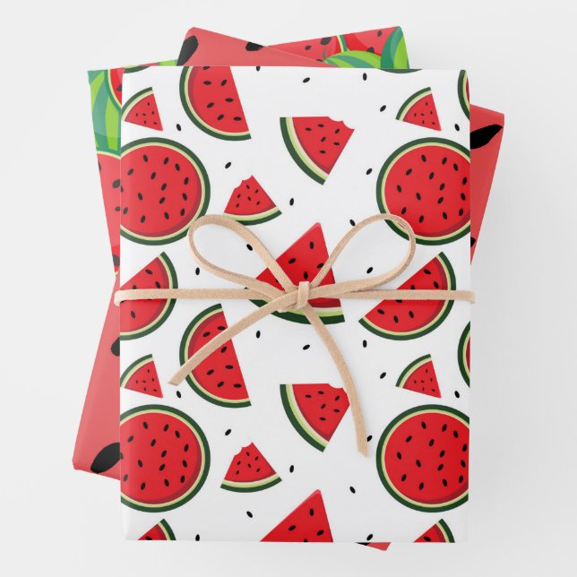 Fun Sommer Wasserfarbe Wassermelone Rotes Grün Geschenkpapier Set (Beispiel)