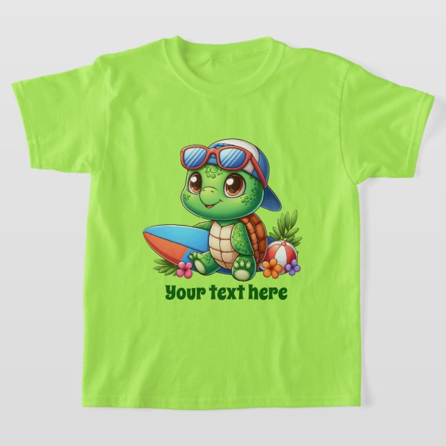 Fun Sommermeerschildkröten hinzufügen Text Jungs T-Shirt (Ablage )
