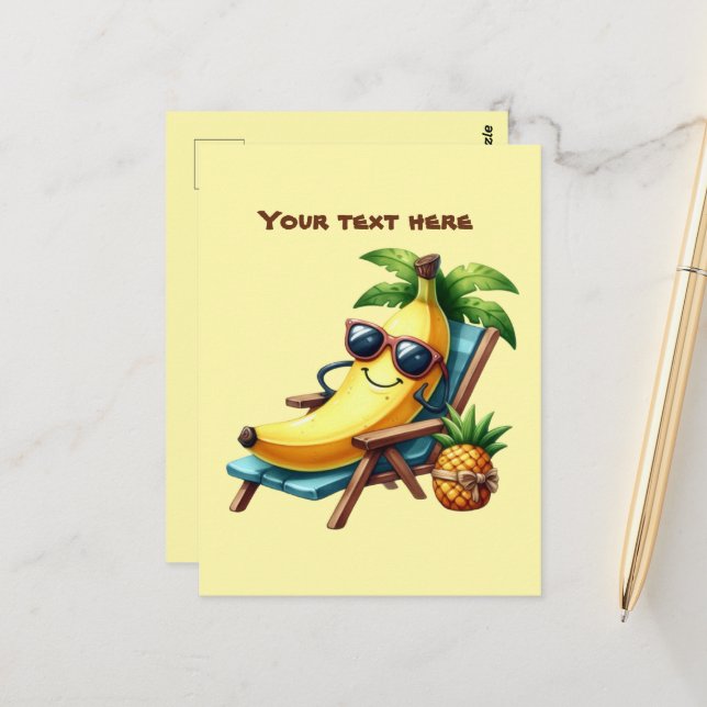 Fun Sommerzeit individualisierbare Strandschwanzba Postkarte (Vorderseite/Rückseite Beispiel)