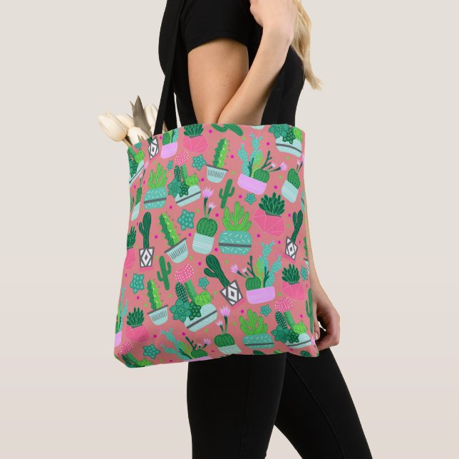 Fun Southwestern Niedlich Girly Pink Cactus Patter Tasche (Von Nahem)