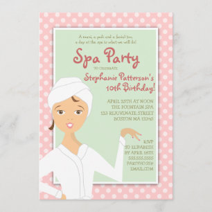 Fun Spa Birthday Spa Party Invitation Rose