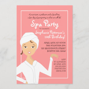 Fun Spa Birthday Spa Party Invitation Rose