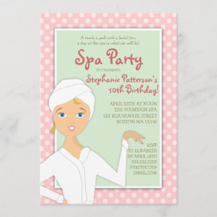 Fun Spa Fille Anniversaire Spa Fête Invitation R