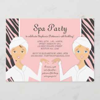 Fun Spa Girl Birthday Spa Party Invitation | Zebra Einladung